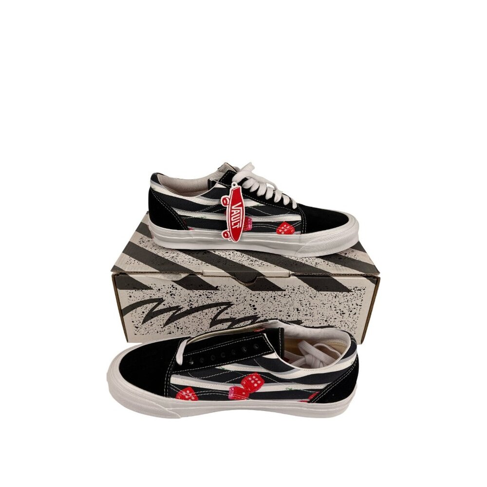 Vans VN0A4P3XB52 S10 Vault OG Old Skool LX Snake Eyes Black Red Dice White Skate - Picture 6 of 10